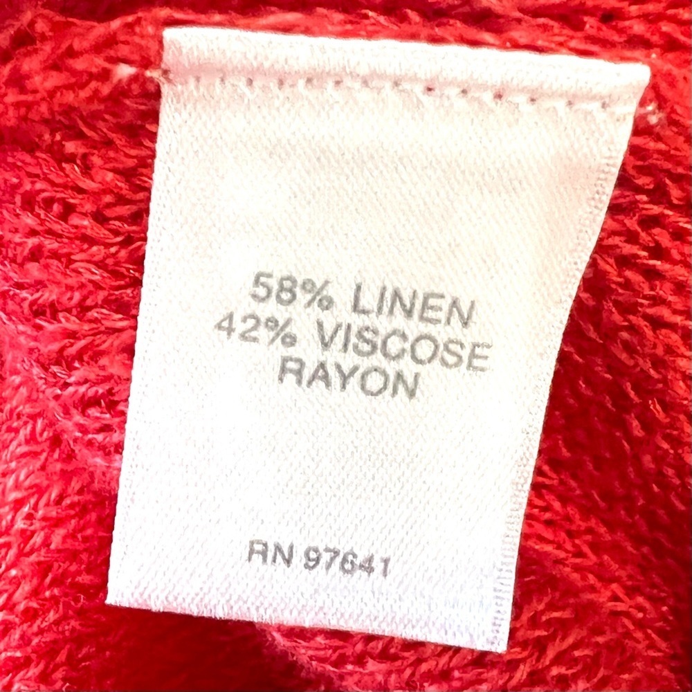 J. Jill Navy Red Linen Blend Lightweight Single Button Cardigan Womens Medium - Picture 6 of 7